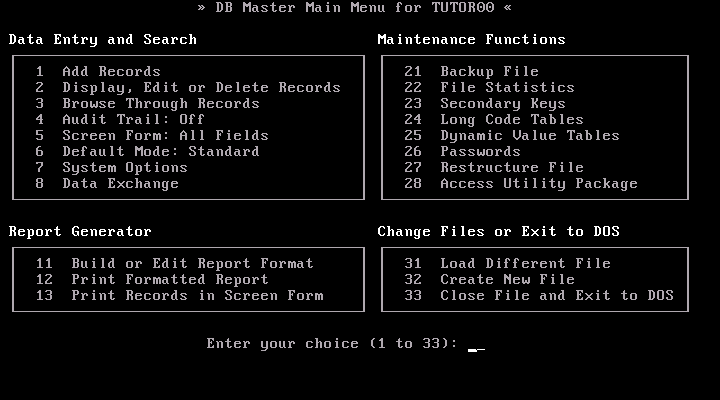 Advanced DB Master 3.0 - Menu